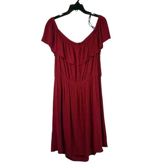 City Chic Off Shoulder Burgundy Dress - Size XL/22 - Picture 4 of 13